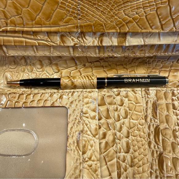 Brahmin Croc-Embossed Dome Satchel - Navy, Beige, Tan & Red Matching Wallet - Picture 16 of 16